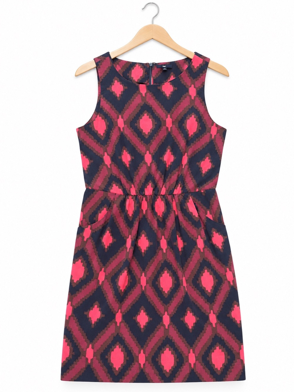 VTG GAP Dress 6 Pink Purple Ikat Diamond Geometric Sleeveless ALine Mini Modern